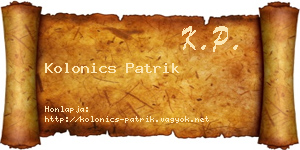 Kolonics Patrik névjegykártya